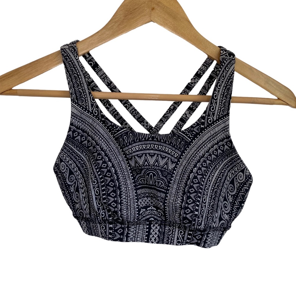 Lululemon Energy Bra Nulux Entwined Ice Grey Black Size 4 - Picture 3 of 10